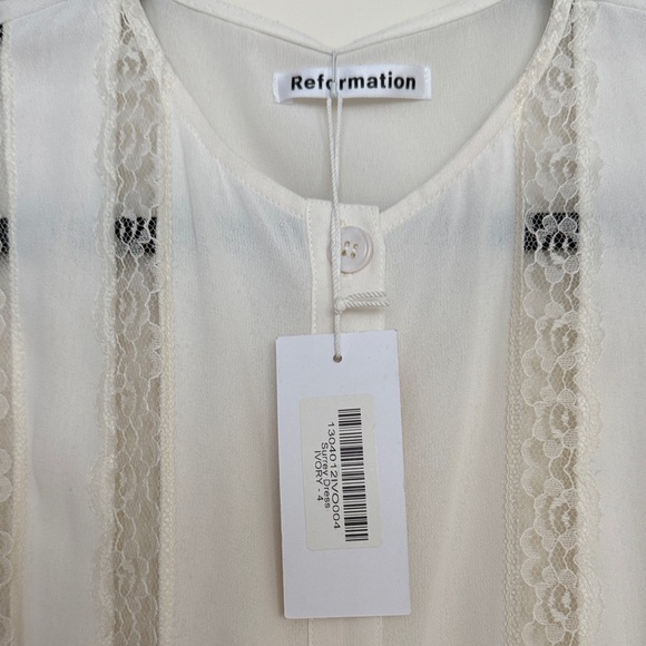 Reformation Surrey Ivory Lace Trim Dress - Picture 4 of 4